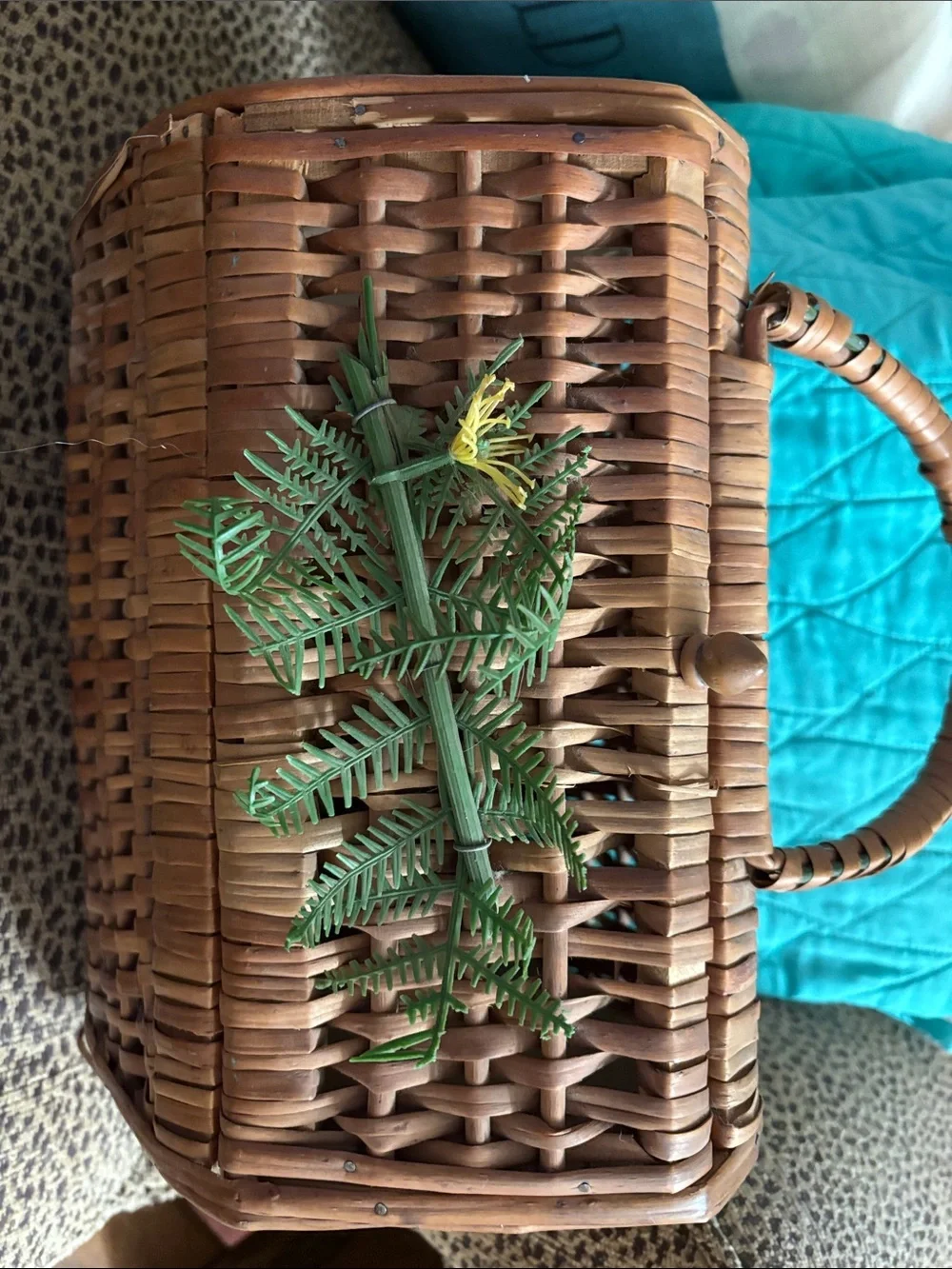 Woven Rattan Decorative Basket Purse with Handle -